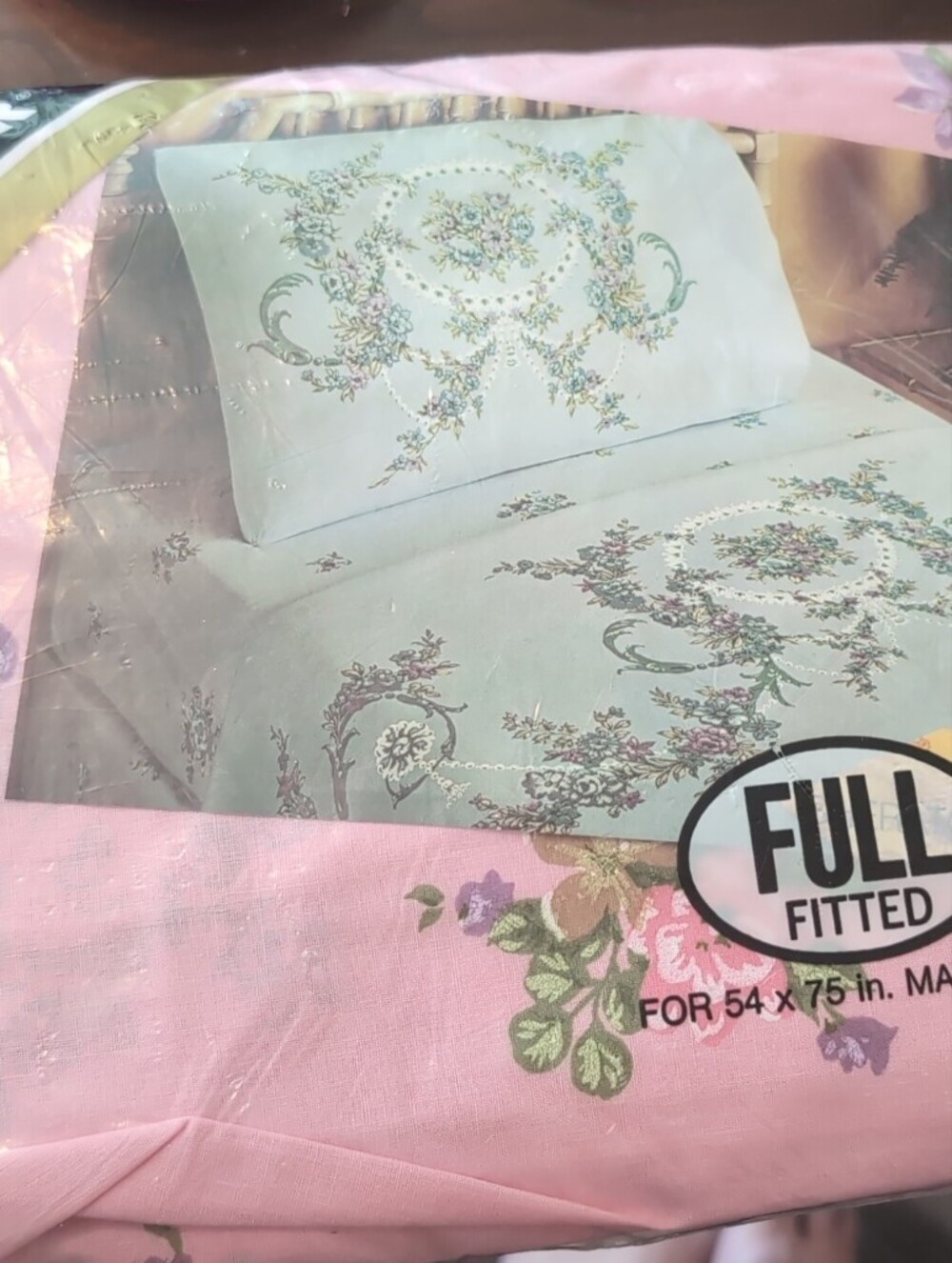 Blush Pink Floral Full Fitted Sheet by